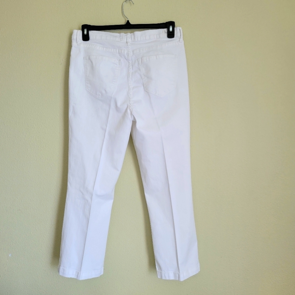Nicole Miller Soho High Risk Kick Boot White Jeans Pants - Picture 2 of 5
